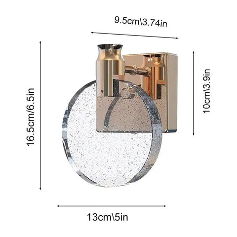 VCDUXMQLK Nordic Luxury Crystal Bedroom Wall Lamps LED Light Source Three-Color Dimmable Sconces white round wall lamp dimensions.