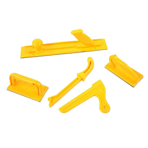 Heavy Duty 5 Piece Woodworking Push Block And Stick Kit For Rock Solid Board Control On Router Tables Saws And Jointers With Non Slip Grip And Kick Free Design, yellow ABS blocks