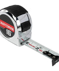 Chrome Classic Tape Measure 16 Foot With Rubber Overmold Grip And Durable Blade Coating For Easy Readings Long Lasting Measuring Tool