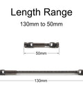 Alloy Steel Cut To Length Driveshaft For SCX24 With D Shaped Input Fits Axial 1 24 RC Crawler Chassis Set Of 2 For Custom Wheelbase Builds And Cages Heat Treated For Strength And Durability, showing driveshafts ranging from 50mm to 130mm in length
