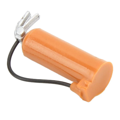 Legendary Scale Model Fire Extinguisher For 1/18 And 1/24 Rc Cars Fresh Plastic Decor, orange snap fit design, close-up view.