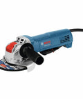 Street Tough 4.5 Inch Angle Grinder Featuring X Lock Tool Free Disc Swap Mount Ergonomic Comfort Grip and Lock On Paddle Switch.