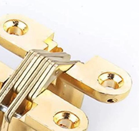 Close-up of the Hidden Hinges 8x42mm Concealed Cross Door Hinge for Cabinets, Furniture, Wood and Metal Doors, 180 Degree Folding, in alloy.