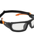 Gasket Safety Glasses For Worksite PPE Eye Protection With Full Frame Design Pro Grade Anti Fog Scratch Resistant Lenses shown with strap