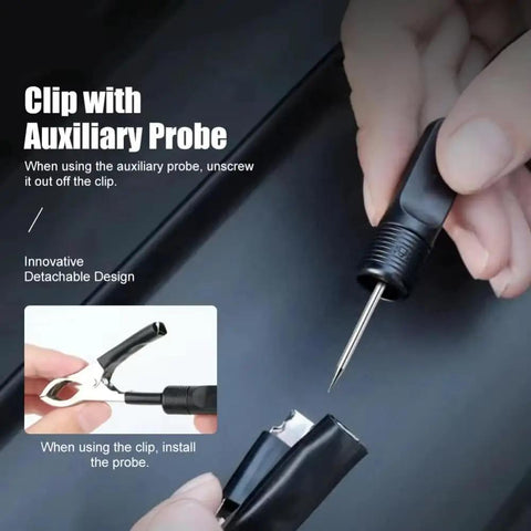 Clip and auxiliary probe of Dead On Accurate Car Led Circuit Tester showing innovative detachable design for automotive use.