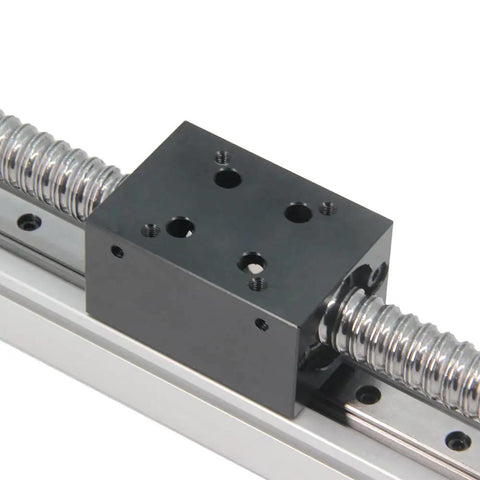 Close-up of the 200mm Linear Rail Guide System Workhorse with SFU1605 Ballscrew and Nema 17 Stepper Motor for DIY CNC Router X Y Z
