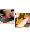 Rock Solid Heavy Duty Router Lift With Aluminum Table Insert Plate For Woodworking Shops 107 mm Plus 65 mm Rings during wood routing process.