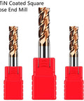 Carbide square-end end mill, AlTiN-coated, 5/32 in (4 mm), 4-flute cutter; red shank, set of 3.