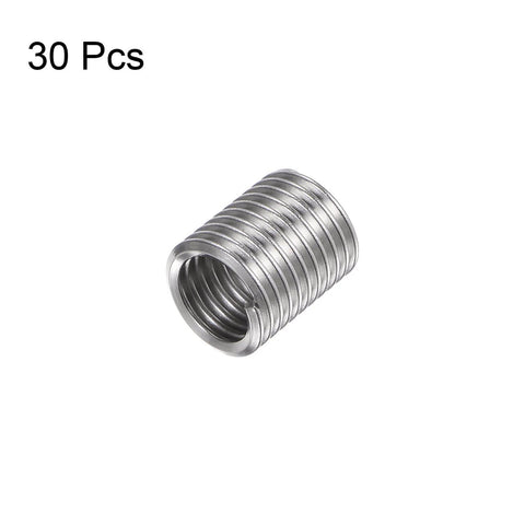 30 Pack 3/8-16 UNC Helical Wire Threaded Inserts In 304 Stainless Steel, Installed Length 19mm, close-up view of insert