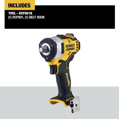 Xtreme 12V Max Brushless One Half Inch Cordless Impact Wrench Tool Only, side view with belt hook