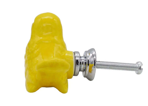 6 Piece Vintage Style Cup Pull Bars With Striking Bird Motif Decor To Spruce Up Dressers And Cabinets In A Flash. Yellow handle with chrome screw.