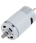Cool 390 DC Motor With 12V Power Hit 22k RPM And Huge Torque For Robotics Or Automation Projects, metallic body and shaft visible.