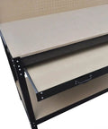 Beefy Steel Workbench With Pegboard And Drawer For Garage And Workshop, rugged tool bench with MDF surface and pullout drawer