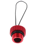 Red metal design of Two Pack Scuba Air Tank Valve Cover Protectors Lightweight Durable Valve Caps with attached strap.