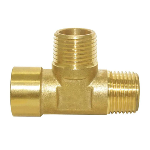 Brass Pipe Fitting Tee 3 Way NPT 1/2 In Male X 1/2 In Male X 1/2 In Female Hose Fitting For Plumbing, corrosion-resistant brass tee