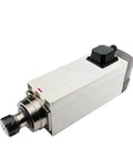Top Shelf Air Cooled CNC Spindle Motor 7.5KW ER32 Collet 18000RPM 220V High Speed Router Mill Upgrade, side view with connector.