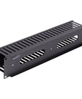 2U Plastic Rack Mount Horizontal Cable Manager Duct Raceway For 19 Inch Server Rack, lightweight black plastic with slotted design