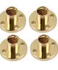 4 Pack T8 Brass Nut For 8mm Lead Screw With 2mm Pitch, 4 Starts, 8mm Lead, ideal for 3D printer Z axis, smooth brass nuts visible