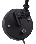Close-up of mounting plate on Two Pack Industrial Plug In Wall Sconces With On Off Switch Vintage Edison Swing Arm Black Metal Shade