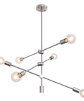 Brushed Nickel 6 Light Dope Sputnik Chandelier For Dining Room Kitchen Island Modern Industrial Pendant Light With Adjustable Arms And Dual Suspension Options with horizontal arm view