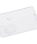 Clear plastic bobbin cover plate for Singer sewing machines, top view