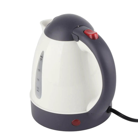 24V Car Kettle 1000ML Electric Water Heater 304 Stainless Steel Rapid Heating Pot side view with red button for easy use