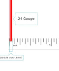 Ultra Flexible 24 Gauge Silicone Wire Spool 1000 Ft Black With Tinned Copper showing OD measurement next to ruler