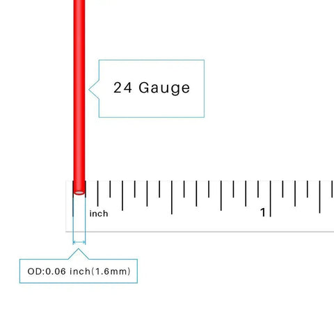 Ultra Flexible 24 Gauge Silicone Wire Spool 1000 Ft Black With Tinned Copper showing OD measurement next to ruler