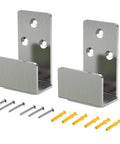 Stainless Steel Sliding Barn Door Floor Guide 2 Pack With Adjustable Brackets, screws included, shown from front view.