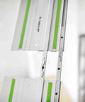 Guide Rail Connector Set FSV2 For Long Workpieces With Auto Alignment Two Piece Joint And Laser Engraved Markings in use