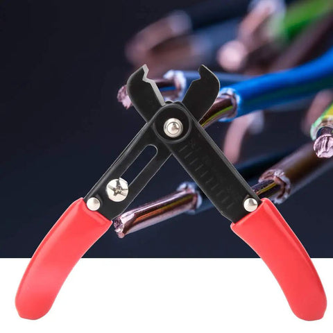 Heavy Duty Wire Stripper And Professional Electrician Cutting Pliers Featuring Built Tough Steel Blades And Non Slip Comfort Grip For Trusted Daily Hustle Jobs, black and red, cutting wires.