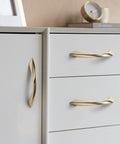 Rose Gold Cabinet Pulls 3 Inch Arch Twisted Handle Set For Kitchen Cabinets Drawers And Vanities on white dresser drawers