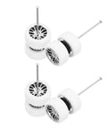 1 64th Scale RC Diecast Car Wheel And Tire Upgrade Set With Real Riders Rims And Axles In White With Silver Branch Design 11 X 5.2mm