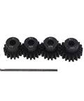 Mod 1 Pinion Gear Set 5mm Shaft Hardened Steel 15T 16T 17T 18T Four Pack For RC Cars Upgrade with hex wrench visible