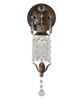 Crystal Wall Sconce Lighting From Maison De Ville In Bronze Finish, One Light, 5 Inch Wide By 14 Inch High with Crystal Detail