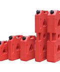Spare Tire Mount Water Storage Tank Portable For All Vehicles 1 Gal Rugged PE Plastic UV Proof red containers lined up