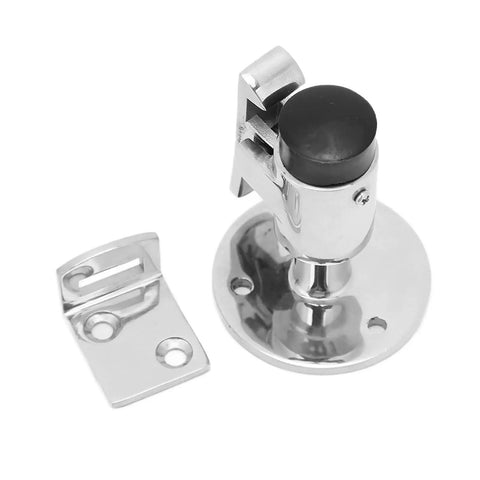 Solid 316 Stainless Steel Door Stopper Catch Holder For Marine Yachts Rvs And Motorhomes with rubber cap and mounting plate.