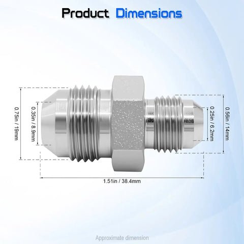 Hydraulic Hose Connector One Half Inch Male JIC 37 Degree Flare To Three Eighths Inch Male JIC Adapter For Leak Free Quick Connect Hydraulic Systems Straight Fitting High Flow Durable Steel with dimensions