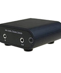 Inline Three Point Five Millimeter Audio Volume Controller Box With One Eighth Inch Aux In Output, black aluminum CNC chassis.