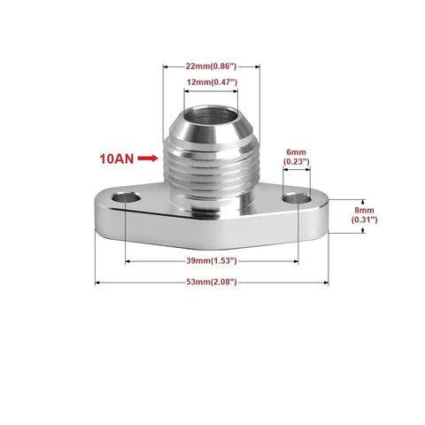Universal 10AN Turbo Oil Return Drain Adapter Kit For KKK K03 K04 TD04 TD05 Fits Ihi Rhf Perfect Billet Aluminum Alloy Build With O-Ring And Bolts Included, 53mm