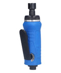Heavy Workhorse Pneumatic Air Die Grinder Featuring Bulletproof Sealed Ball Bearings And Swappable 3mm 6mm Chucks in blue color.