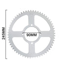 420 60T Stainless Steel Sprocket For Tuttio Tutti Soleil 01 Electric Dirt Bike Ebike shown with dimensions 245mm and 90mm