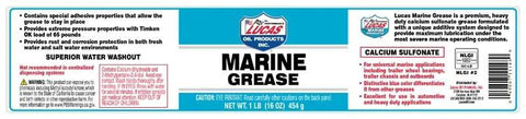 Lucas Oil Marine Grease, 1 lb tub, calcium sulfonate grease for marine use.