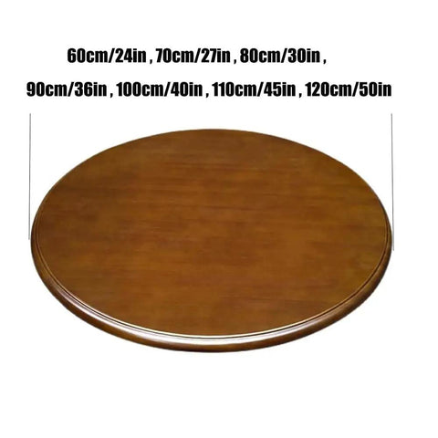 Generous 50 Inch Rustic Wood Lazy Susan Turntable For Dining Tables Featuring smooth glide surface and round wooden design.