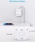 12 In 1 Surge Protector Power Strip With 10 Ft Braided Extension Cord 1080J Surge Protection wall mount design
