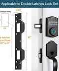 Oil Rubbed Bronze Door Strike Plate With Reinforced Torx Screws And Bit For Exterior And Interior Doors against a diagram showing size and fit.