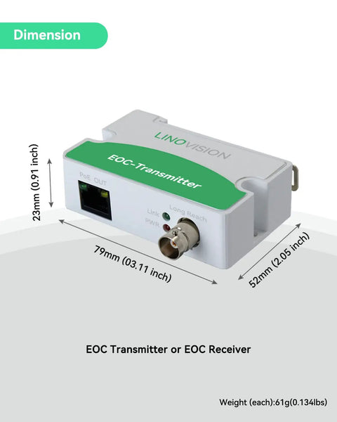 Smooth Analog To Ip Camera Upgrade Kit Using This PoE Over Coax EoC Converter Pair, compact EOC transmitter with PoE out.