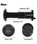 Ultra HD Door Peephole Viewer Built Tough In Solid Brass with size dimensions and components, featuring 200° wide-angle lens in black.