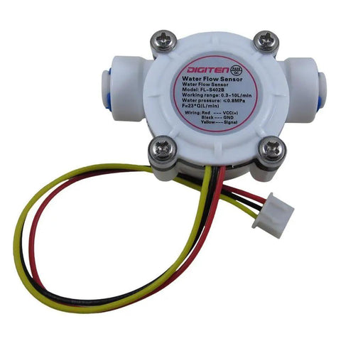 G1/4 Quick Connect Hall Effect Water Flow Sensor Flowmeter 0.3 To 10 Liters Per Minute with wiring for Arduino and Raspberry Pi