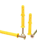 40-Piece Stainless Steel Self-Tapping Screws Kit With Expansion Screws M6x30 Cross-Head Bits And Wall Anchors displayed in yellow